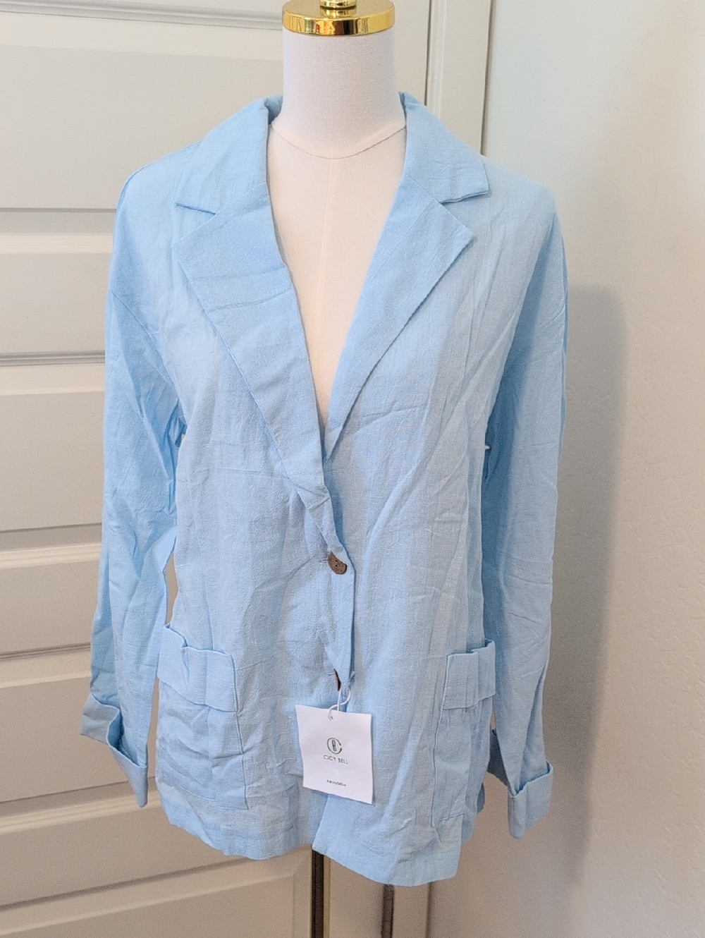CICY BELL Lightweight Blazer Light Blue Relaxed Fit Size 1X